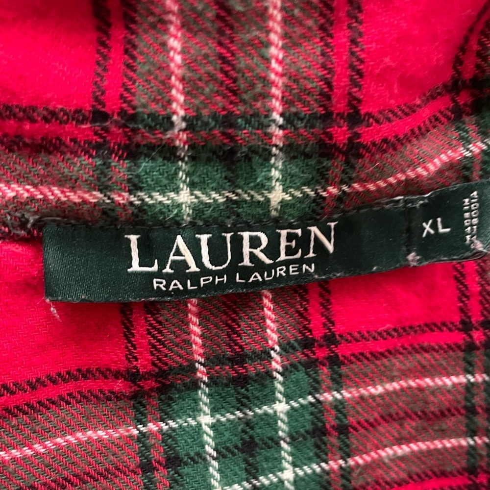 Lauren Ralph Lauren Womens Button Down Shirt XL Red Flannel Plaid Cotton Pajama - Picture 6 of 7